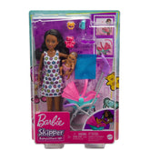 Barbie Skipper Babysitters Playset with Skipper Babysitter Curly Brunette Hair Doll, Stroller, Baby Doll & 5 Accessories for Kids Ages 3 Year & Up